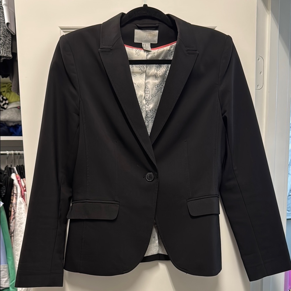 H&M Black Tailored Blazer with Notched Lapels